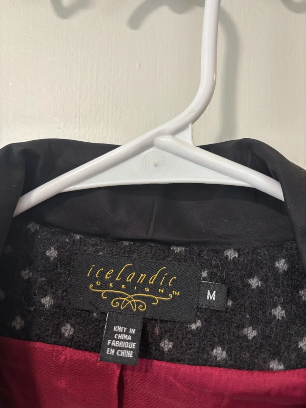 Icelandic Design Wool Polka Dot Black Gray Blazer Jacket Coat Size M Medium - Picture 2 of 7